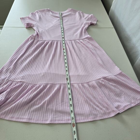 Lily Rose Short Sleeve Ruffle Dress Women's M Pink Textured Fit and Flare - Picture 8 of 14